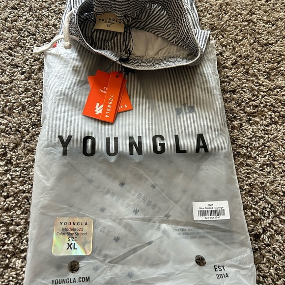 YoungLA Striped Simply Linen Button-Up Shirt Long Sleeve Casual Beachwear XL - Picture 3 of 3